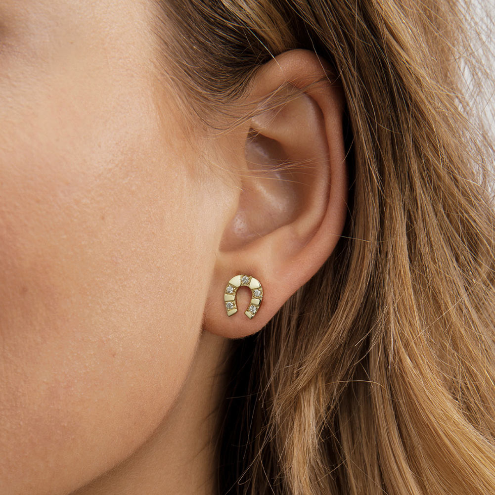 Lucky Spark Horseshoe Studs