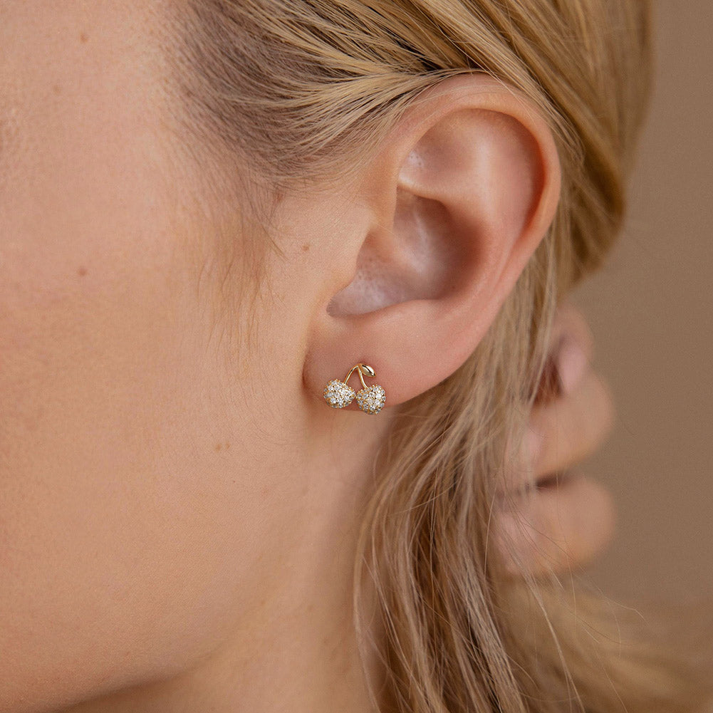 Golden Cherry Sparkle Studs