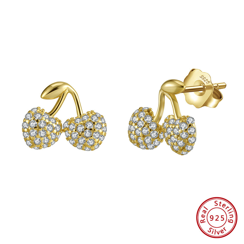 Golden Cherry Sparkle Studs