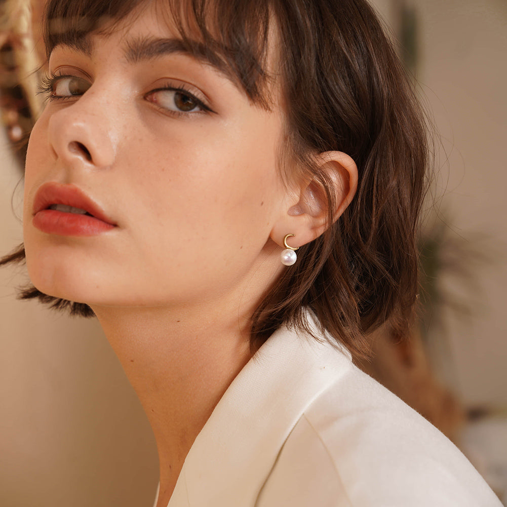 Crescent Pearl Studs