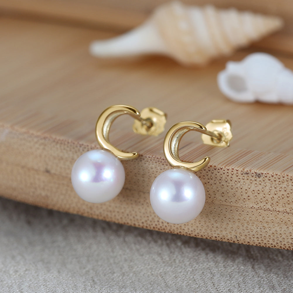 Crescent Pearl Studs