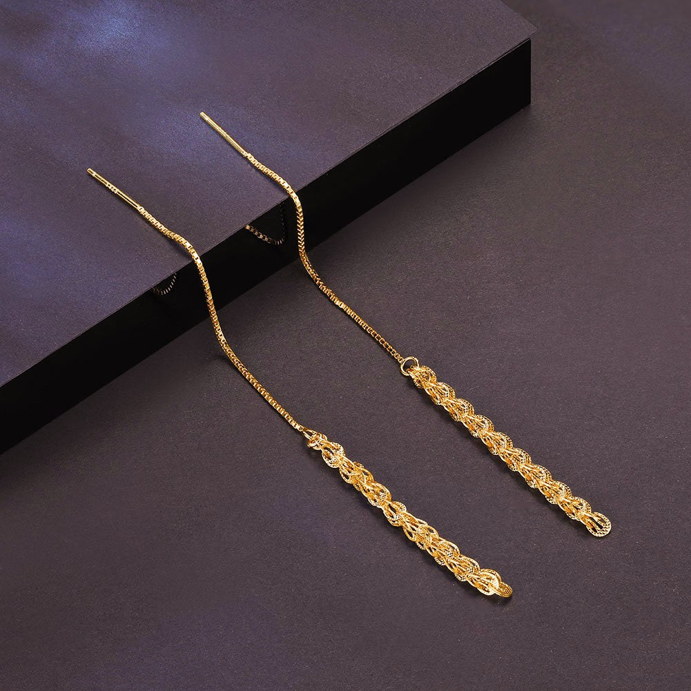 Golden Cascade Threader Earrings --18K Gold Plated
