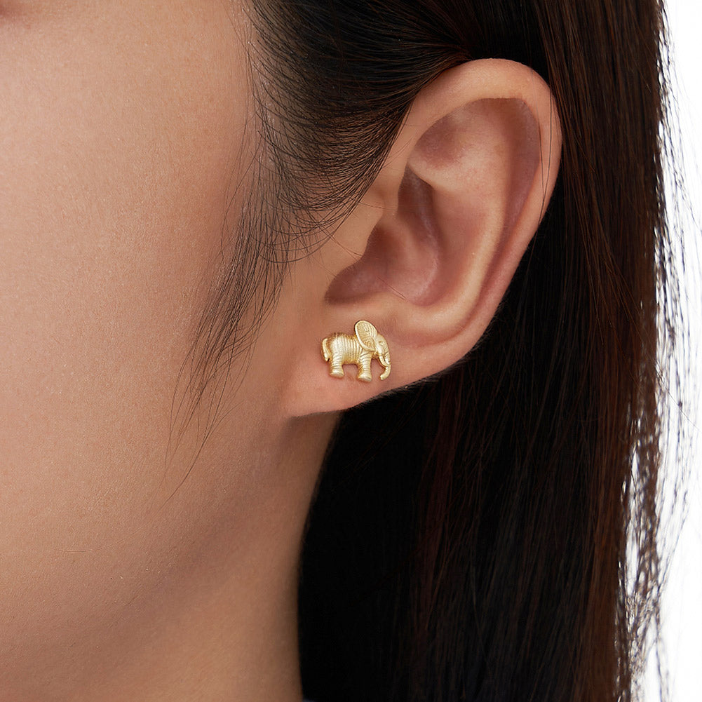 Golden Elephant Spirit Studs